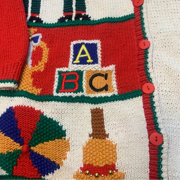 VTG Talbots Hand Knitted Holiday Ugly Christmas Cardigan Sweater - Picture 15 of 16